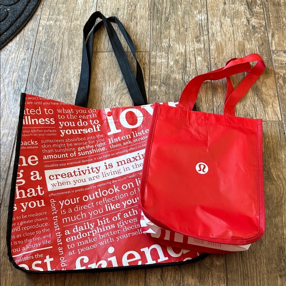 lululemon reusable Shopping Bag set red